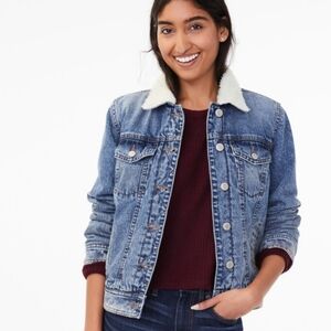 Aeropostale Women's Sherpa Lined Denim Button Up Jean Jacket Size XS